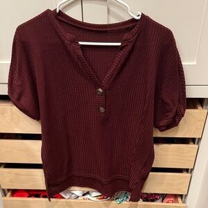 SHEIN Deep Red Textured Blouse